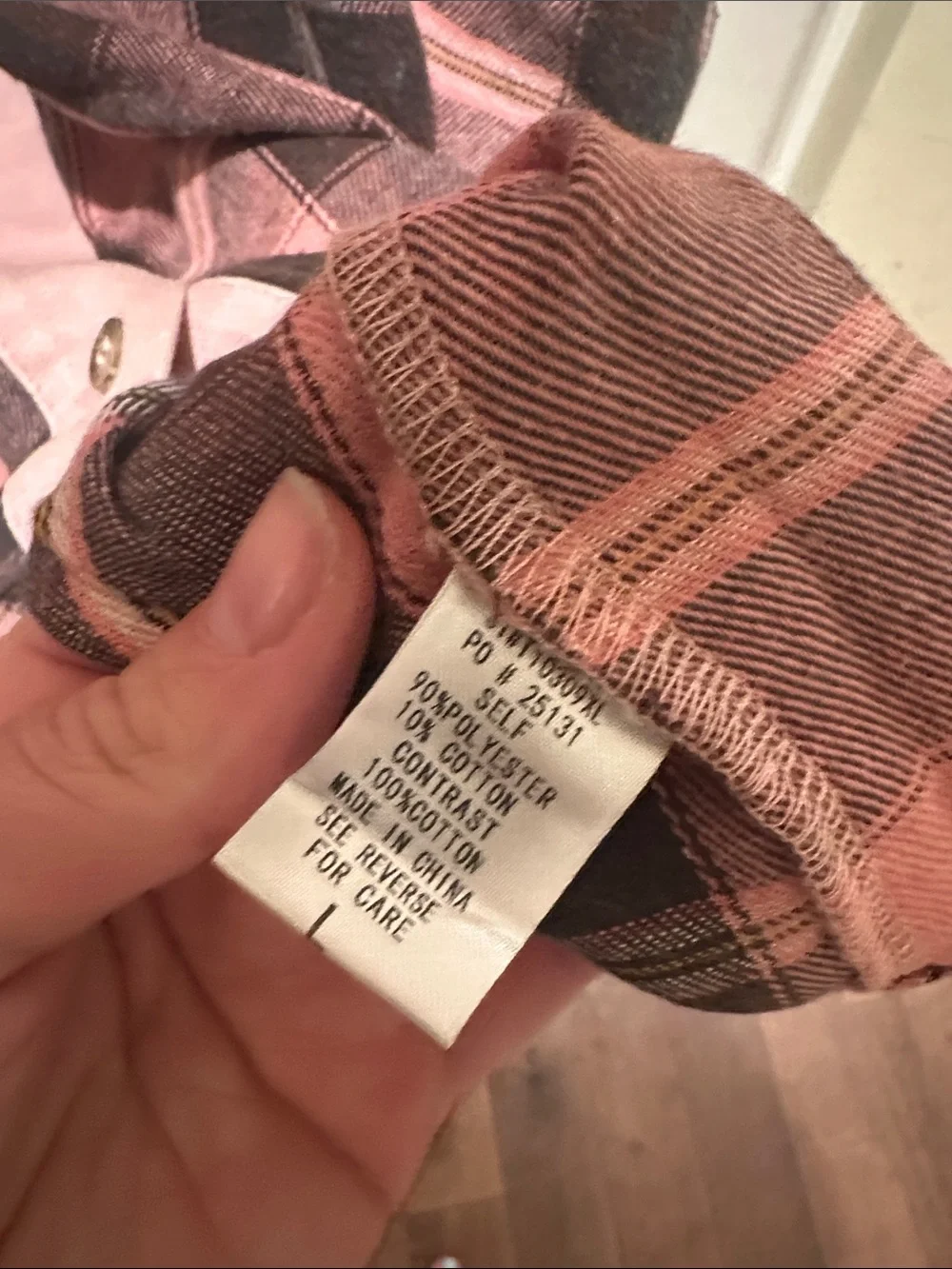 white birch mauve button-up shirt with plaid accents - Picture 4 of 4